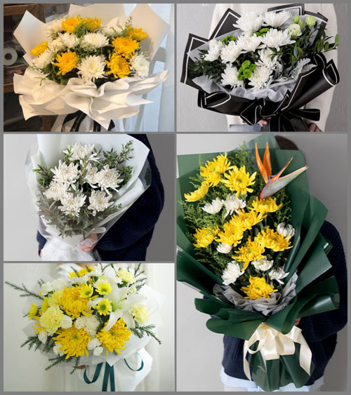 山东青岛胶州市胶西镇大刘家疃东村白事花束代送